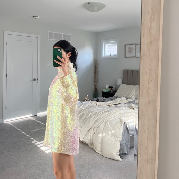 Champagne sparkly shirt dress SLA THE LABEL - Picture 5 of 5